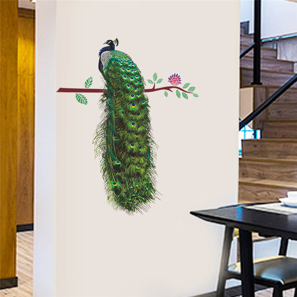 Green Peacock Feather Wall Sticker