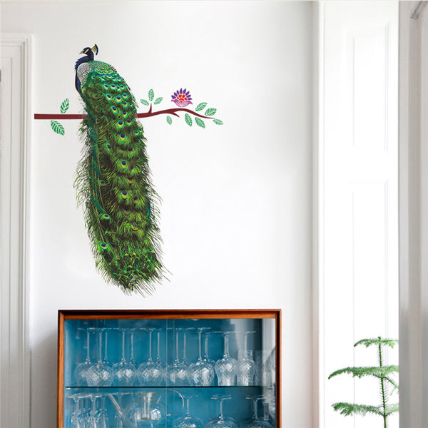 Green Peacock Feather Wall Sticker