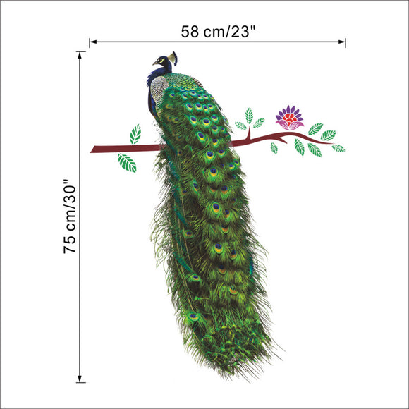 Green Peacock Feather Wall Sticker