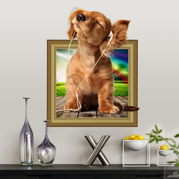 Puppy On Music Wall Sticker